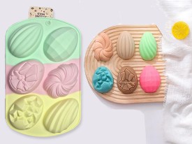 Molde silicona tricolor 6 huevos grandes diferentes